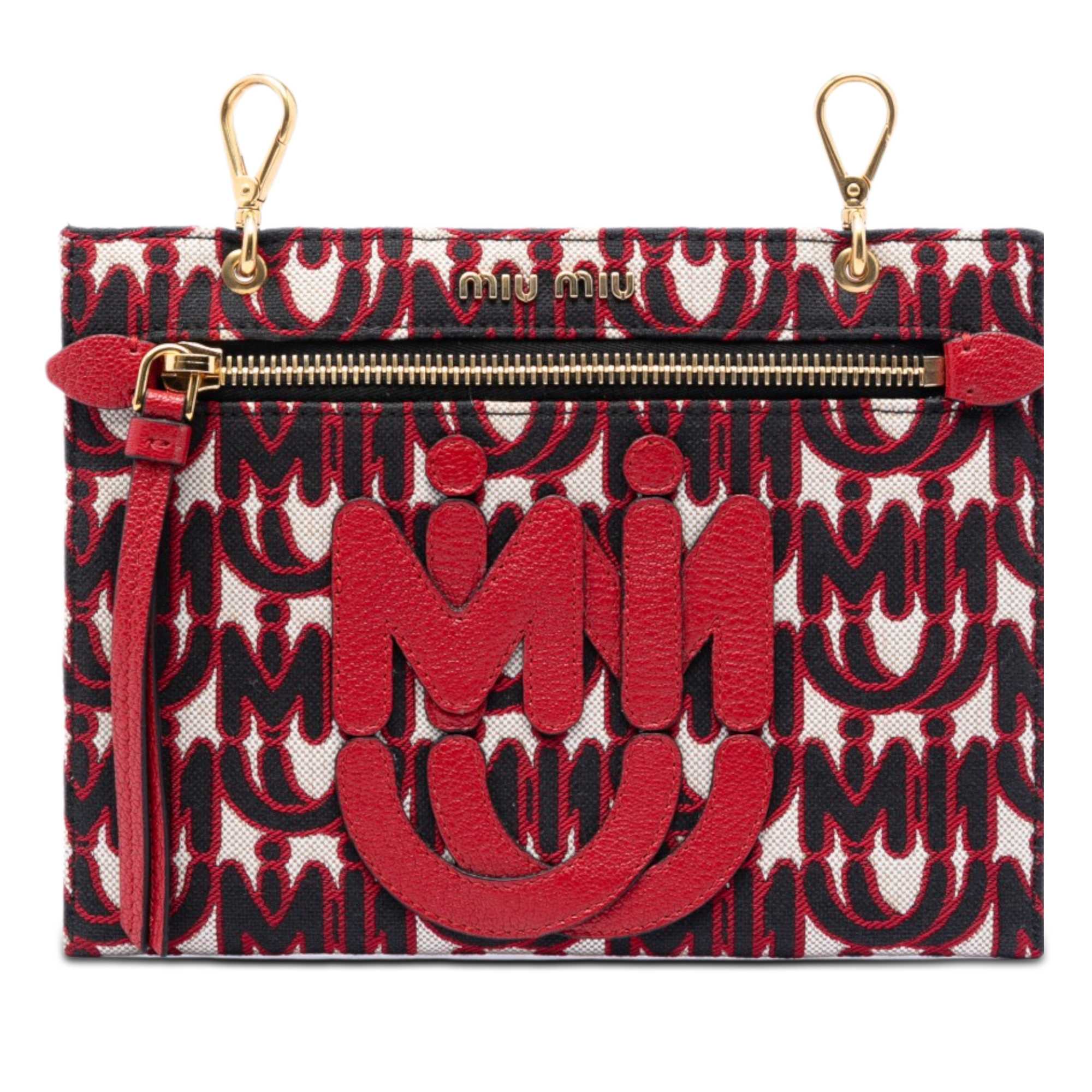 Pre-Loved Miu Miu M/M Paris Emiuticon Jacquard And Goatskin Pouch
